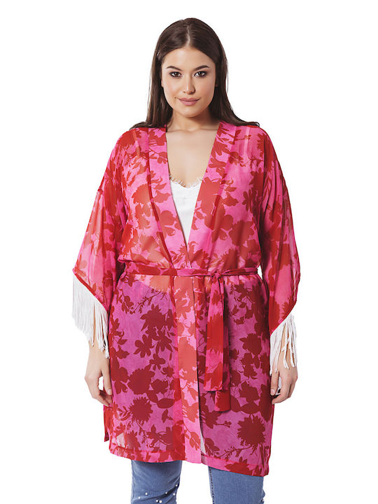 Happy Sizes Damen Kimono Rosa