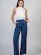 Bellino Striped Blue Linen Trousers