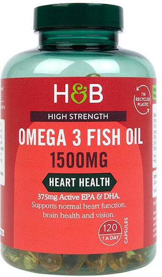 Holland & Barrett High Strength Omega 3 Fish Oil Fischöl 1500mg 120 Mützen