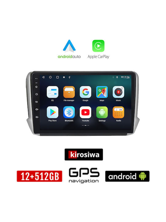 Kirosiwa Sistem Audio Auto pentru Peugeot 208 2012-2019 (Bluetooth/USB/AUX/WiFi/GPS/Apple-Carplay/Android-Auto) cu Ecran Tactil 10"