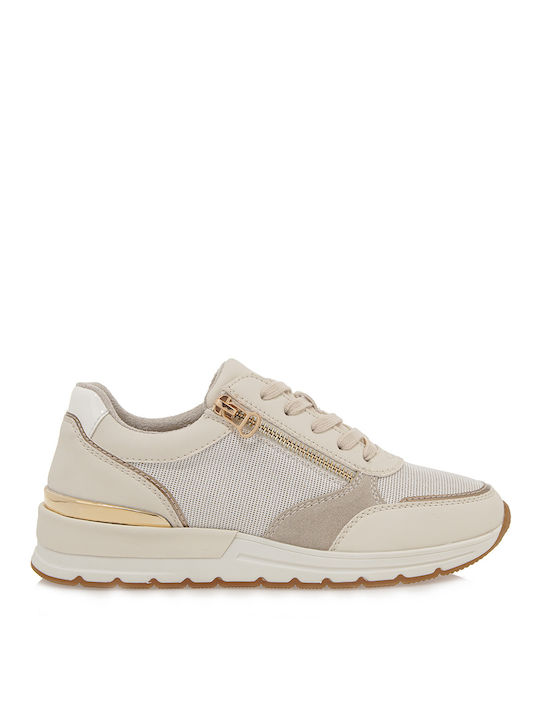 Seven Damen Sneakers Off White Glitter Gold