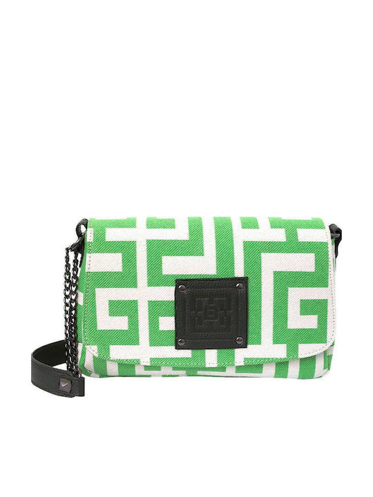 Midneto Rhea Beige Green Labyrinth Bag