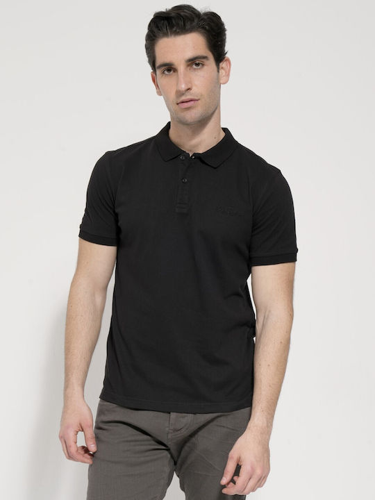 Life Style Butiken Bluza pentru bărbați cu mâneci scurte Polo Black