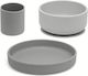 Kiokids Feeding Set made of Silicone with Non-Slip Base Gray 3pcs