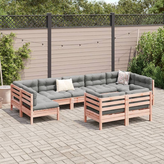 Garten- und Outdoor-Möbelsets Wohnzimmer Typsatz 9 Stück Grau mit Kissen