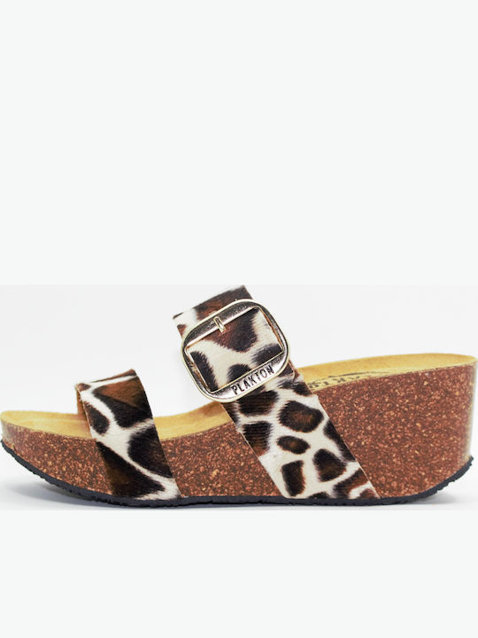 Δερμάτινα Γυναικεία Ανατομικά Σανδάλια Plakton Africa Houston Leopard