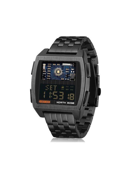 North Edge Cybertank Stainless Steel Strap Multifunctional Electronic Watch Black Skroutz.gr