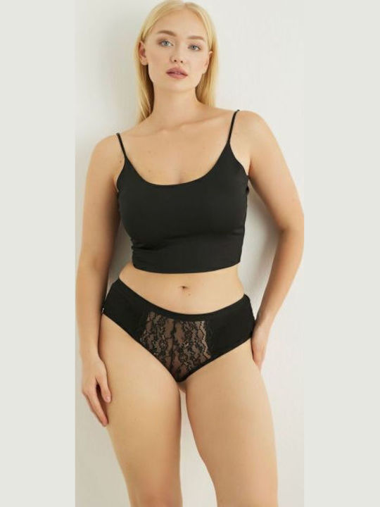 Βαμβακερά Talie înaltă Femei Șir de caractere 3Pack cu Dantelă