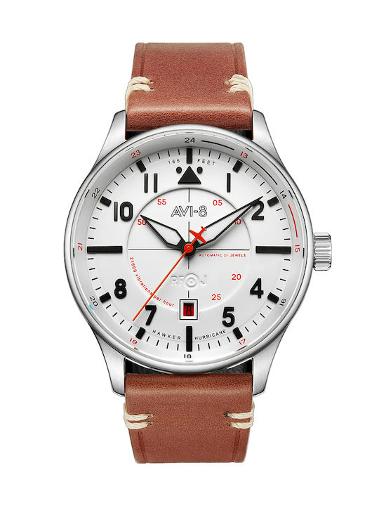 AVI-8 Hawker Hurricane Watch Battery with Brown Leather Strap