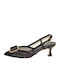 Leder Pumps mit Riemchen Schwarz