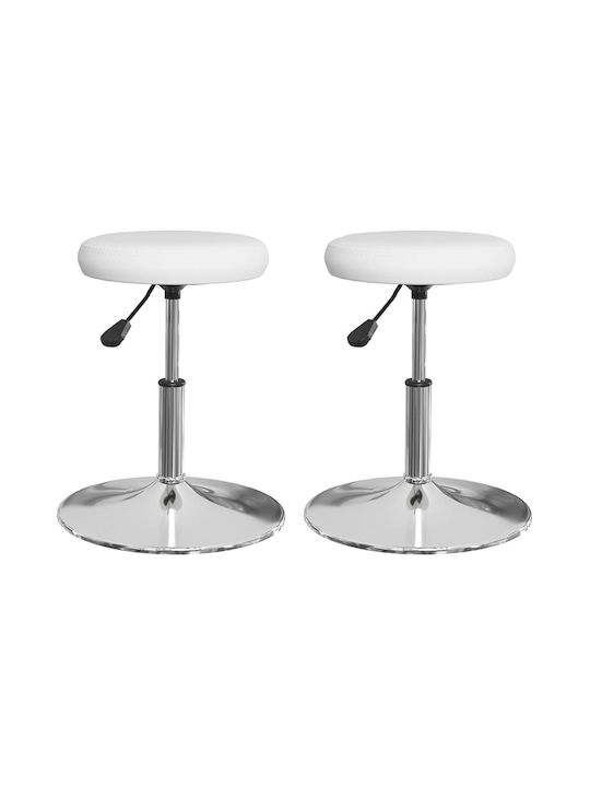 Stool For Kitchen with Adjustable Height White 2pcs