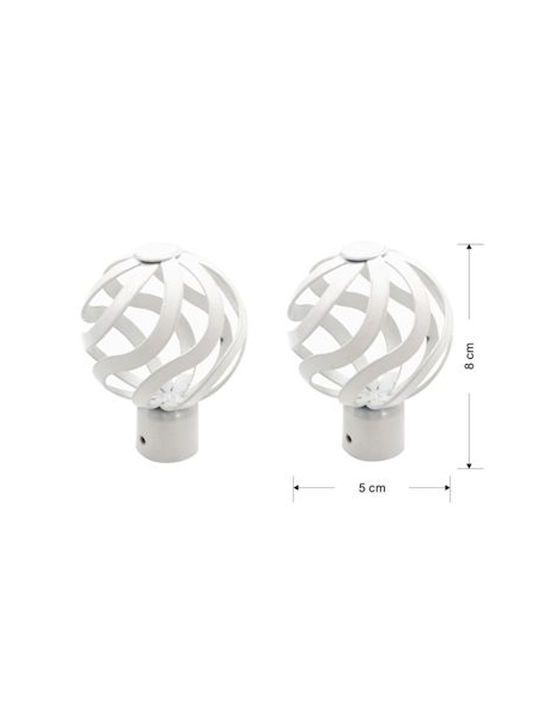 ForHome Curtain wood end made of Metal White 2pcs