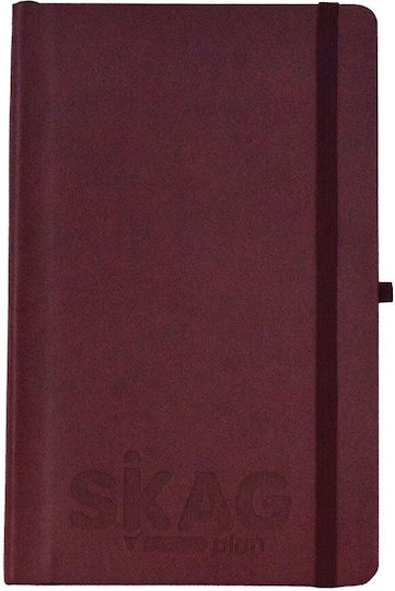 Skag Notizbuch 64 Blätter A5 Geregelt mit Gummiband und Stifthalter Bordeaux