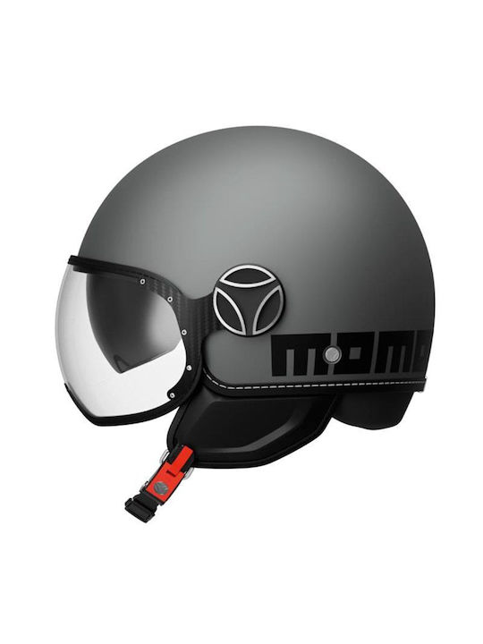MomoDesign FGTR Evo Mono Matt Titanium Frost/Black Motorcycle Helmet Jet 1200gr with Sunvisor