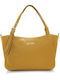 Leder Damentasche Schultertasche Gelb