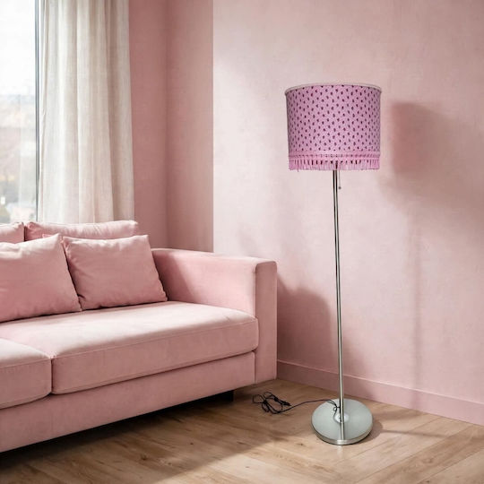 Oxygen Dusty Pink Floor Lamp H155xW1.55cm. with Socket for Bulb E27 Pink