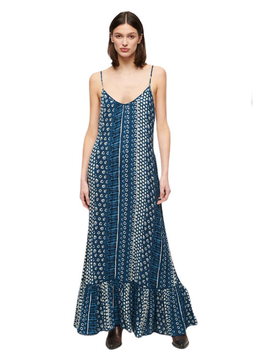 Superdry Sommer Maxi Slip Dress Kleid Shirbori Blue