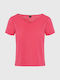 Funky Buddha Women's Athletic T-shirt with V Neck Pink