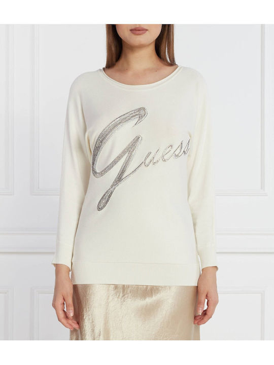 Guess Women's Long Sleeve Pullover Cream White