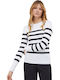 'elinor' Women's Long Sleeve Sweater Striped White