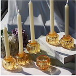 Christmas Glass Yellow Candle 8x8cm 6pcs