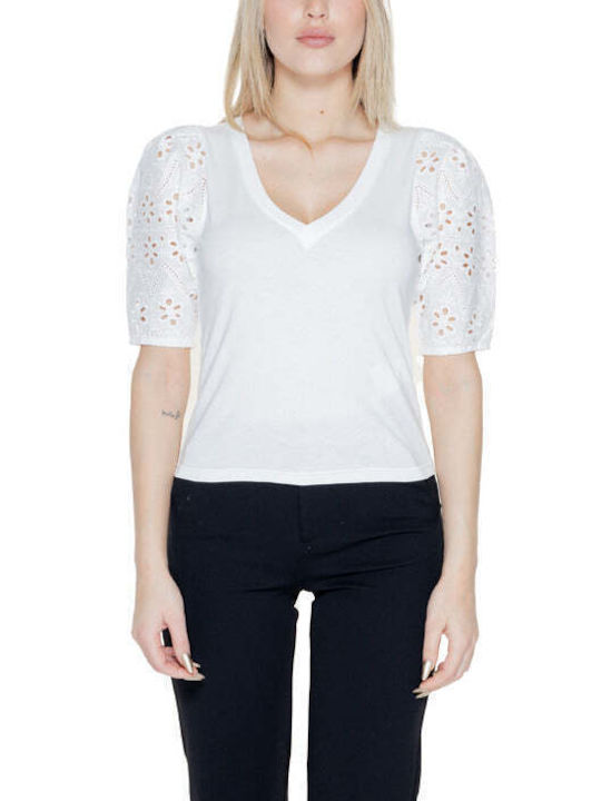 Morgan Γυναικείο T-shirt με V Λαιμόκοψη Λευκό