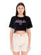 Emerson Damen Crop T-shirt Schwarz