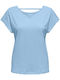 Only Women's Blouse Cotton Short Sleeve Light Blue