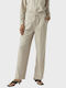 Vero Moda Women's Linen Trousers with Elastic Ecru