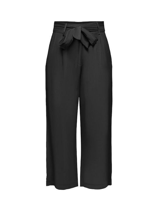 Only Damen Leinen Palazzo-Hose Black