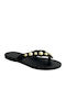 Leder Flache Sandalen für Damen in Schwarz Farbe
