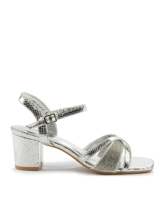 Fshoes Sandalen mit Strass Silber