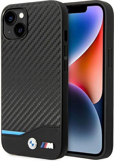 BMW Carbon Задна корица Кожа / Текстил Син (iPhone 14 Plus)
