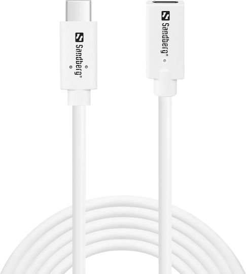 Sandberg USB 3.1 Kabel USB-C männlich - USB-C-Buchse 100W Weiß 2m (136-55)