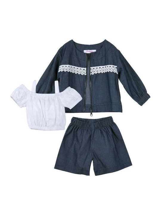 Kids' Set with Shorts & Outerwear Summer 3pcs White