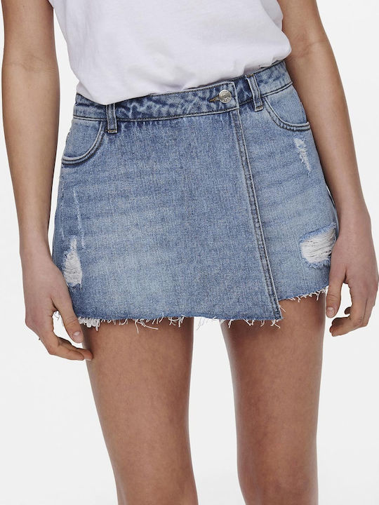 Only Frauen Denim Rock-Shorts Hohe Taille in Light Blue Farbe