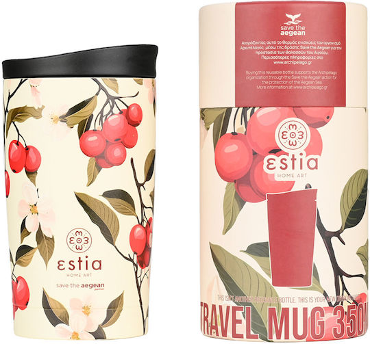 Estia Travel Mug Save The Aegean Glass Thermos Stainless Steel 350ml Sakura Whisper