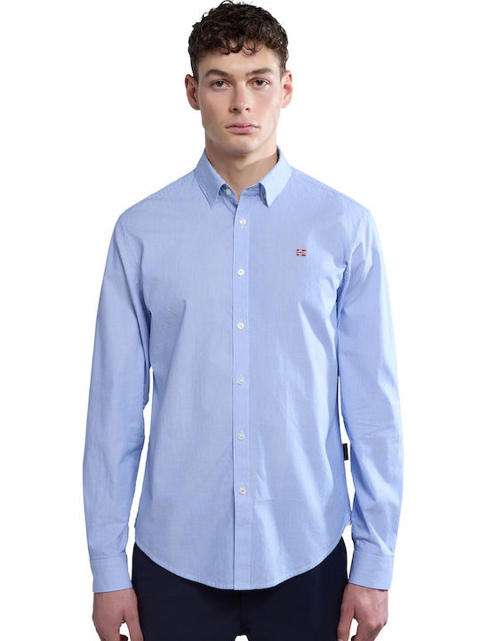 Napapijri Men's Shirt Long Sleeve Striped Blue Stripe