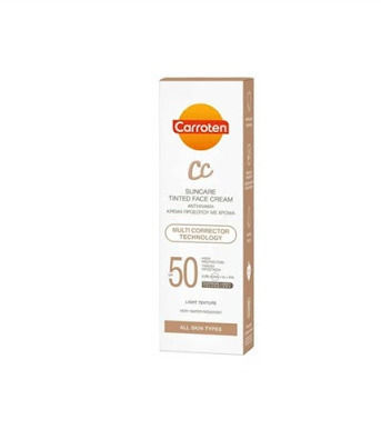 Carroten CC Sonnenschutz Creme Für das Gesicht SPF50 mit Farbe 50ml