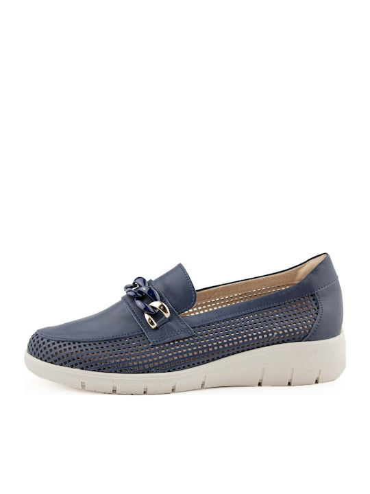 Leder Damen Mokassins in Blau Farbe