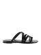 Leder Flache Sandalen für Damen in Schwarz Farbe