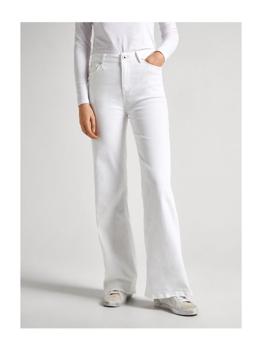 Pepe Jeans High Waist Women's Jean Trousers Flared in Slim Fit WHITE