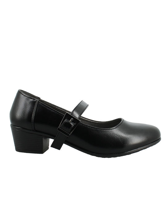 Antrin Synthetic Leather Black Low Heels