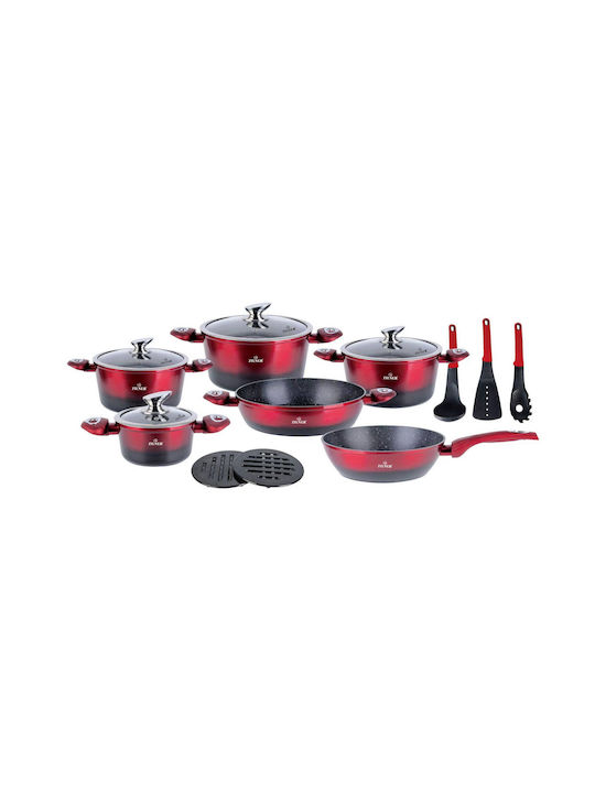 Zilner Cookware Set of Cast Aluminum with Non-stick Coating 15pcs