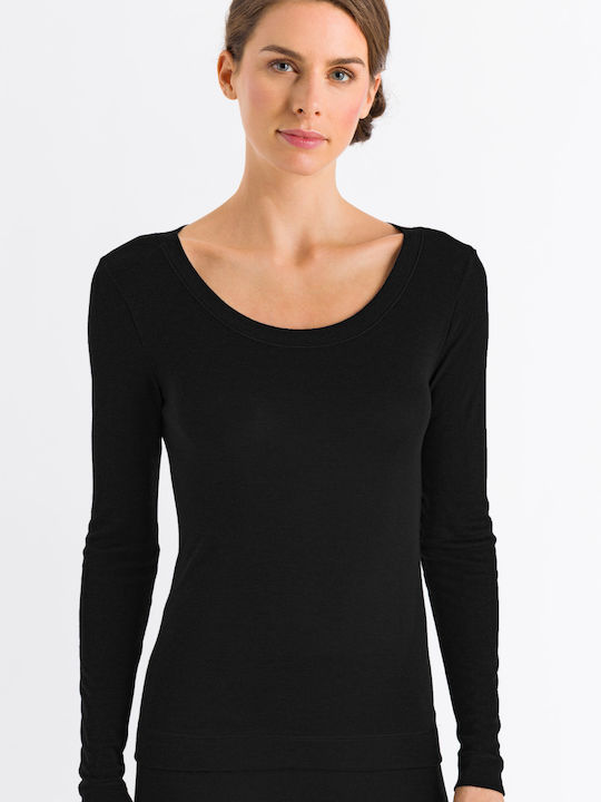 Hanro Women's Long Sleeve T-Shirt BLACK 071655-070019