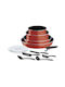 Tefal Ingenio Easy Cook & Clean Set De Vase De Gătit Roșu Cu Acoperire Din Piatră 4 Piese