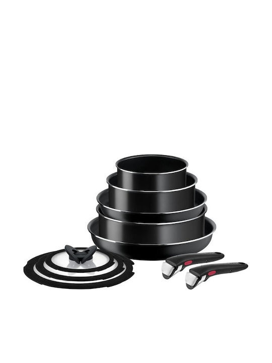 Tefal Cookware Set of Stainless Steel with Non-stick Coating 10pcs
