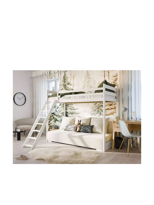 Παιδικό Κρεβάτι Υπερυψωμένο Ημίδιπλο Γκρι για Στρώμα 140x200cm