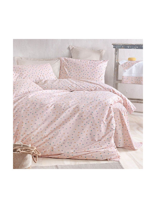 Rythmos Tiny Heart Set Kids Duvet Cover Single with Pillowcase Cotton Somon 160x250cm