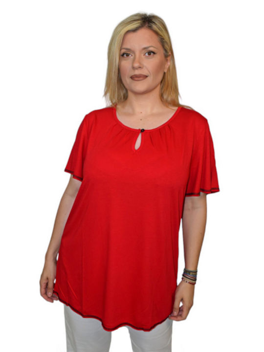 Morena Spain Damen Bluse Kurzärmelig Rot